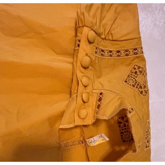 EUC Free People Another Eternity Embroidered Blouse, Mustard, Sz XS - Picture 8 of 10
